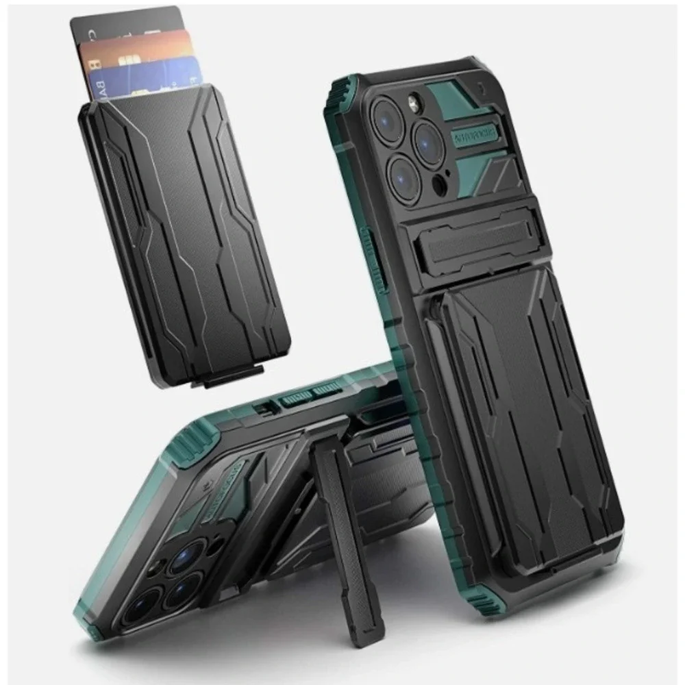 For iPhone 13 13 Pro Max Phone Card Holder Case Heavy Duty Shockproof Cover